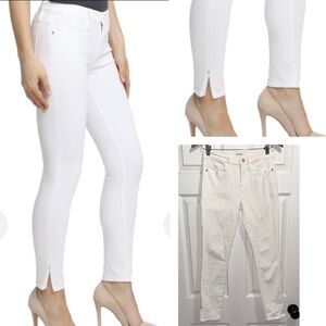 Frame Le Skinny De Jeanne Crop Ankle Slit Jeans White Split Hem Size 27